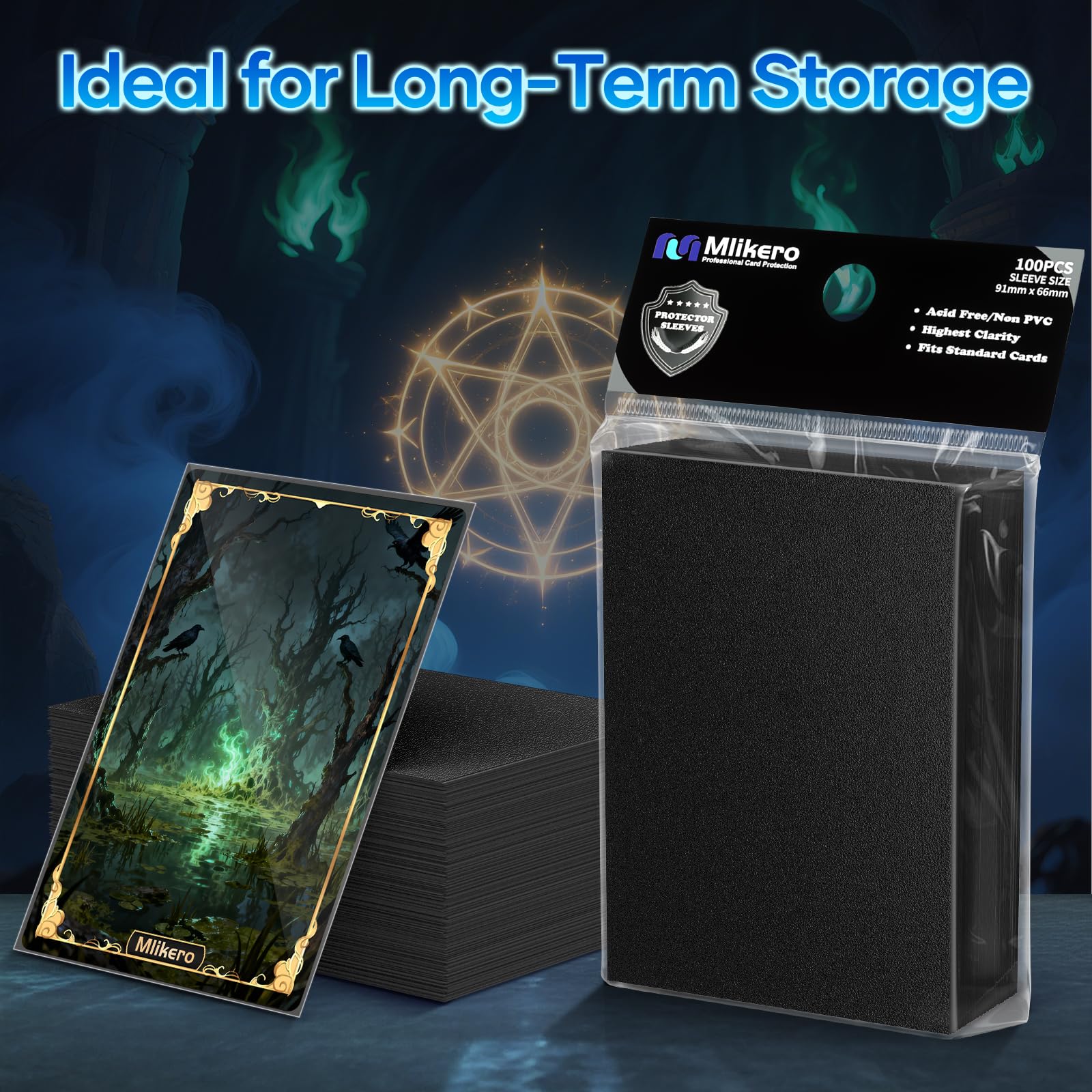 500 Counts Black Card Sleeves, Matte Card Sleeve Deck Card Protectors, Trading Card Sleeves Fit for MTG, TCG and Sports Cards
