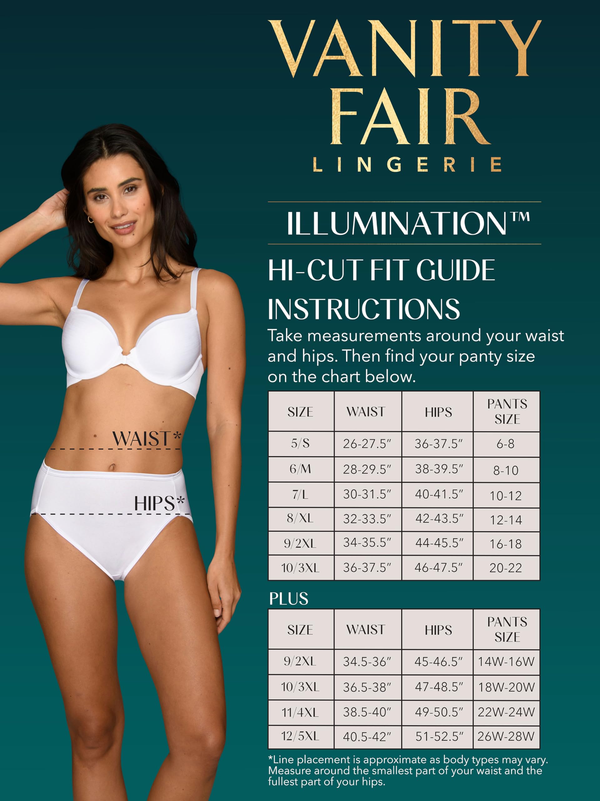Vanity Fair Women's Illumination Hi Cut Panty 13108, White/Quartz/Beige, 7 (13307)