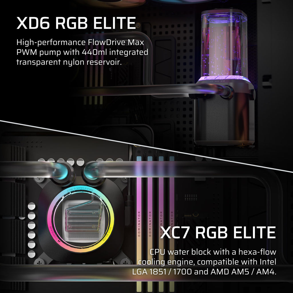 CORSAIR XH505i RX 360 RGB Custom Cooling Kit – XC7 CPU Water Block, XD6 Pump Reservoir, 3X RX120 RGB Fans, XR5 360mm Radiator, System Hub Included – Black
