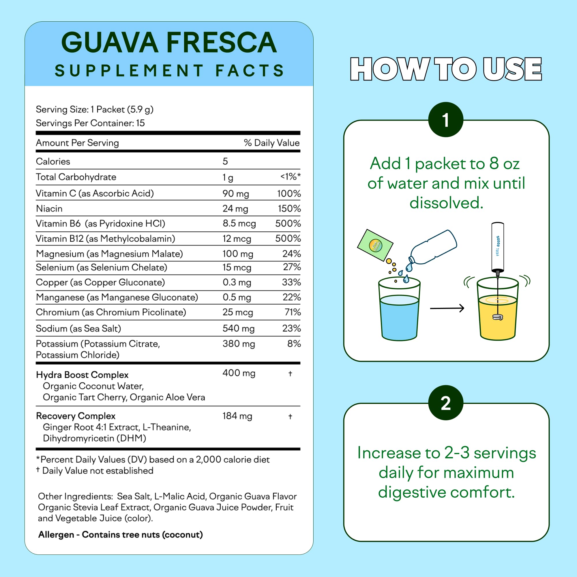 Feel Goods Hydration Hero, Sugar-Free Electrolyte Powder Packets for Daily Hydration - Electrolytes Drink Mix with Magnesium, Potassium & Vitamins for Fasting & Energy - Keto, Vegan & Organic Flavors