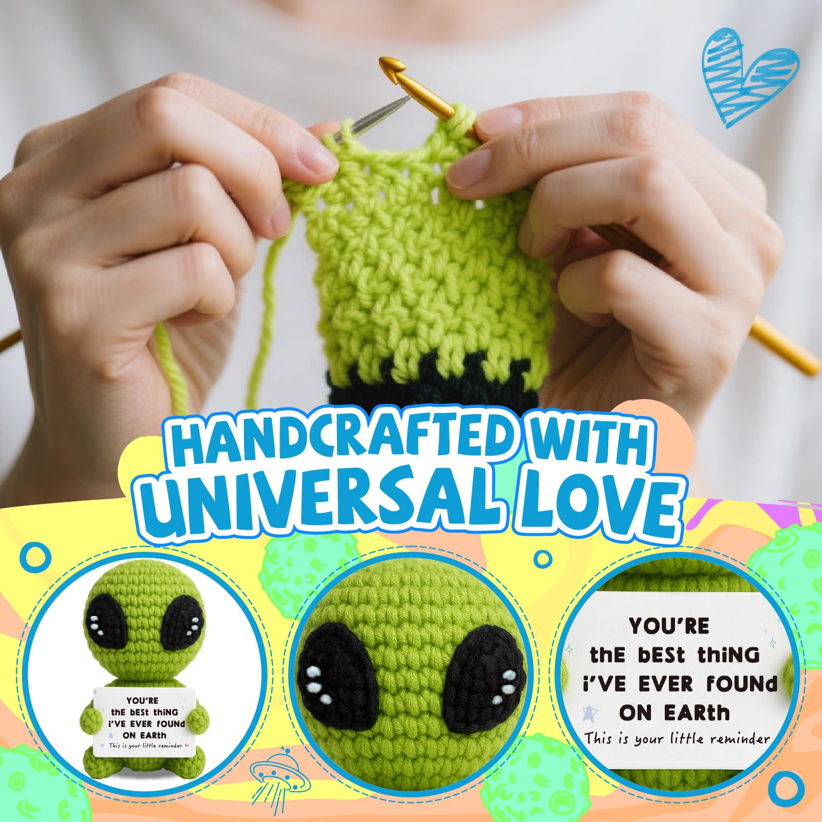 Gifts for Him Her Boyfriend Girlfriend Crochet Alien Valentine's Day Anniversary Birthday Funny Romantic Gifts My Love Men Women Husband Wife