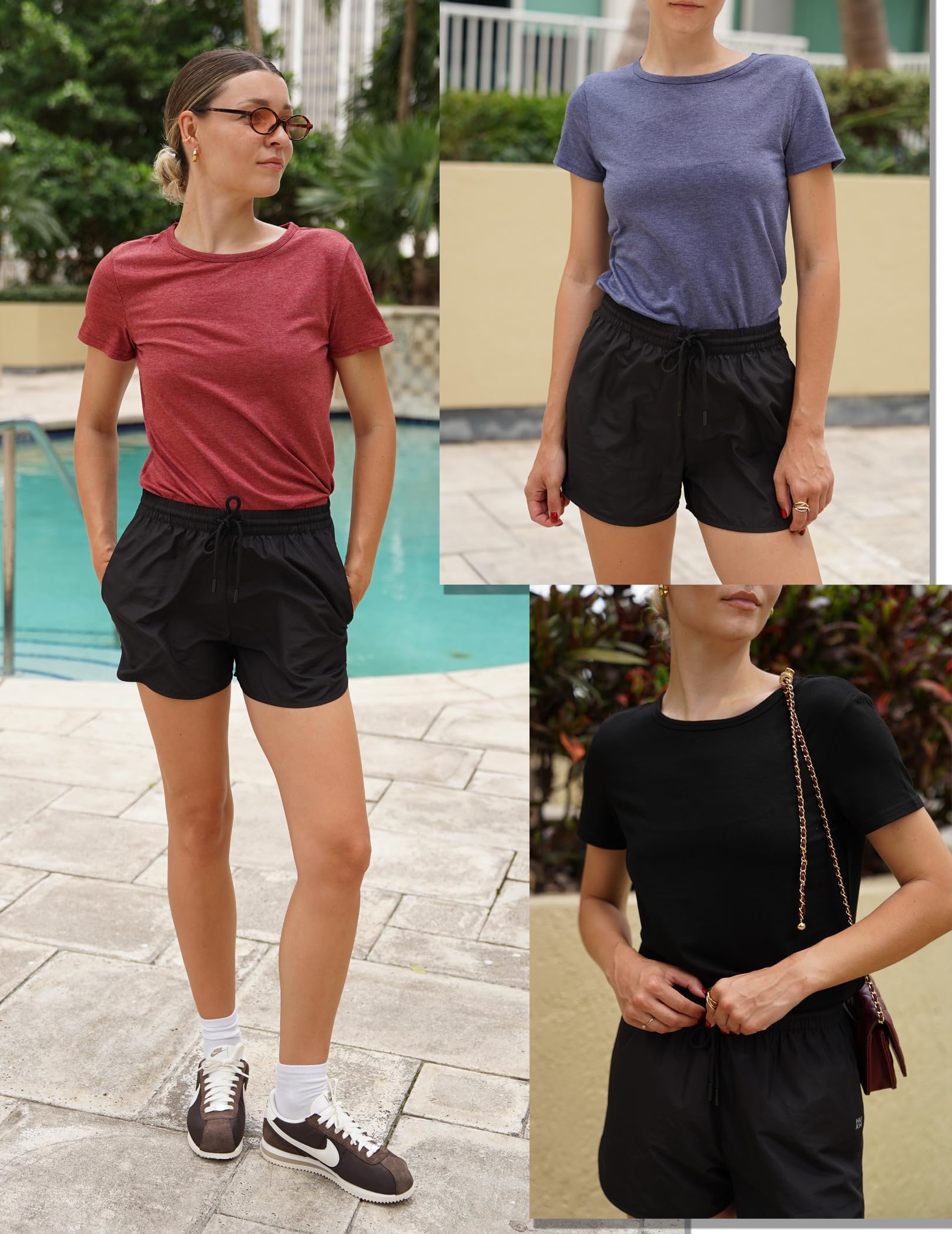 Zeagoo Workout Tops Short Sleeve Shirts for Women Trendy Basic Tees Fitted T Shirts 3 Pack Crewneck Fashion Outfits 2026