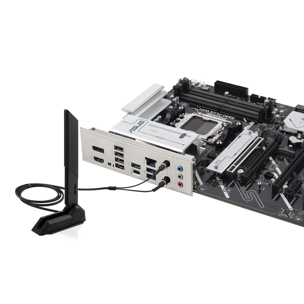 ASUS Prime B840-PLUS WiFi AMD AM5 B840 ATX Motherboard, Advanced AI Ready, DDR5, PCIe 4.0, 3X M.2, Wi-Fi 6E, 2.5Gb LAN, DisplayPort, HDMI™, USB 10Gbps Type-A & Type-C®, BIOS Flashback™, Aura Sync RGB