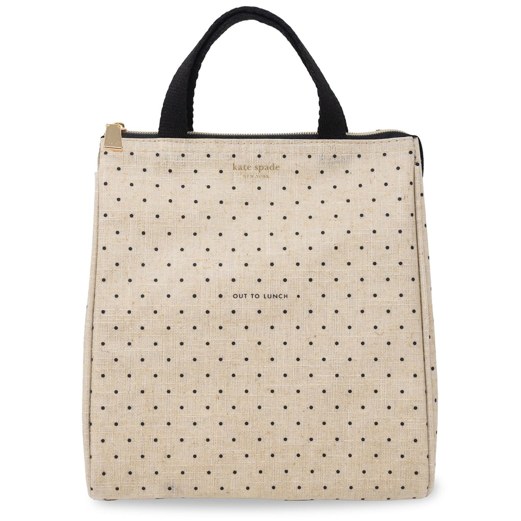 kate spade new york Cute Lunch Bag for Women, Large Capacity Lunch Tote, Adult Lunch Box with Silver Thermal Insulated Interior Lining and Storage Pocket (Out to Lunch)