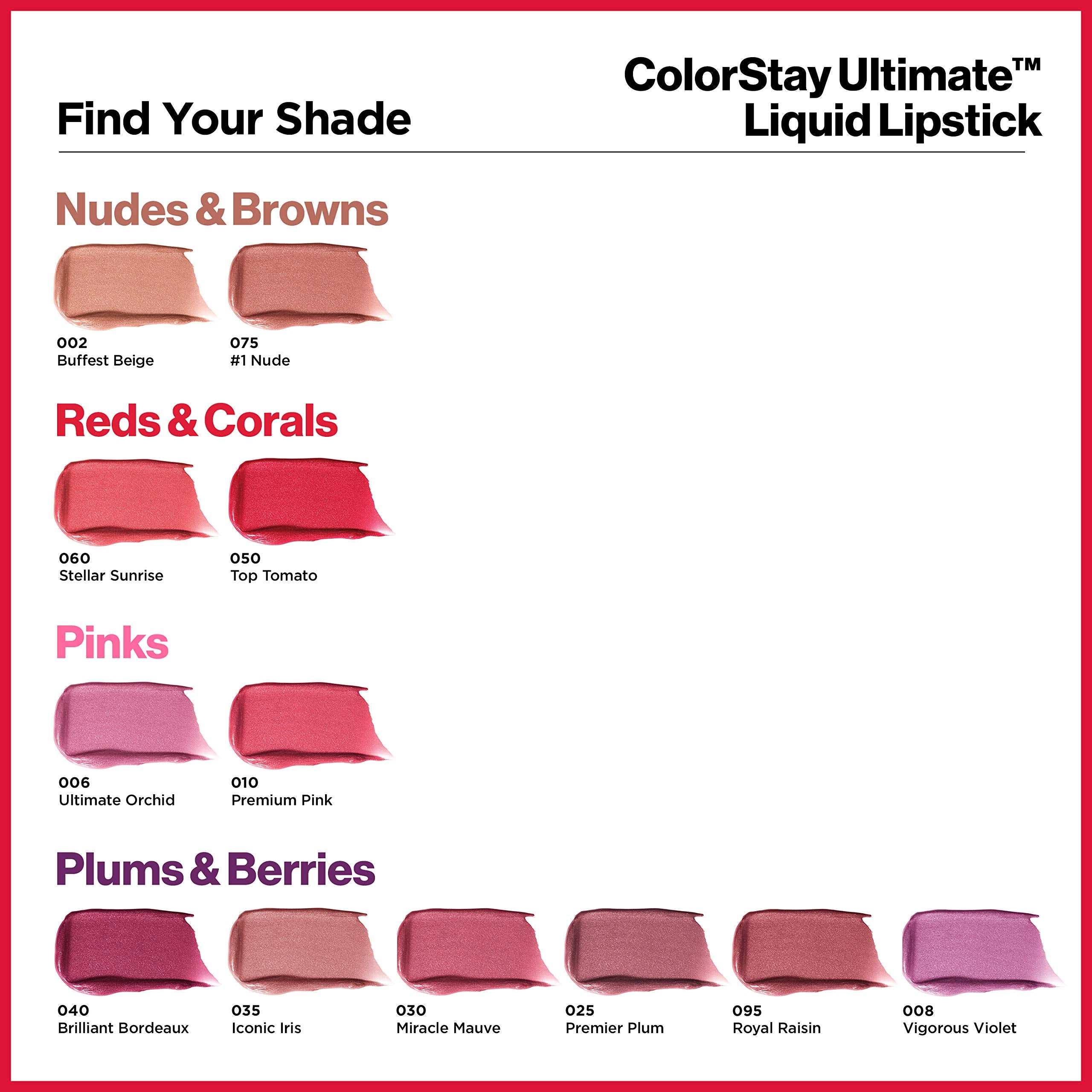 Revlon ColorStay Ultimate Liquid Lipstick, Longwear Rich Lip Colors, Wears for Up to 24 Hours, Satin Finish, 060 Ultimate Orchid, 0.1 fl oz