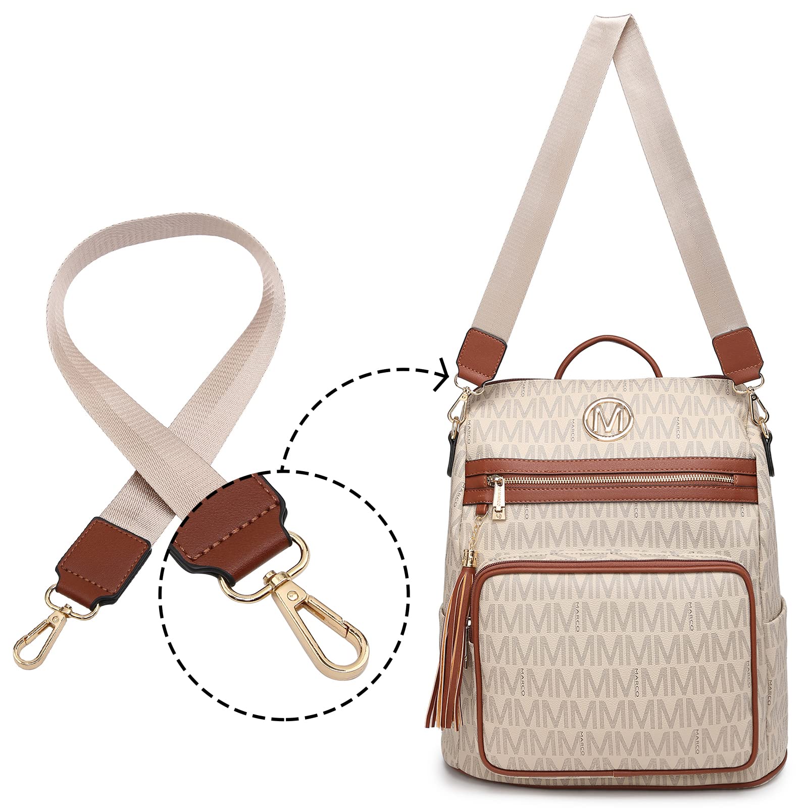 MKP COLLECTION Women Fashion Backpack Purse Convertible Large Rucksack Versatile Travel Shoulder Bags Handbag Set with Tassel