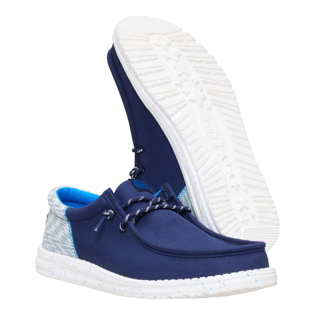 HEYDUDE Wally Funk Jersey Jacquard Peacoat Blue/Multi 10, Men’s Shoes, Slip-on Loafers, Comfortable & Light-Weight