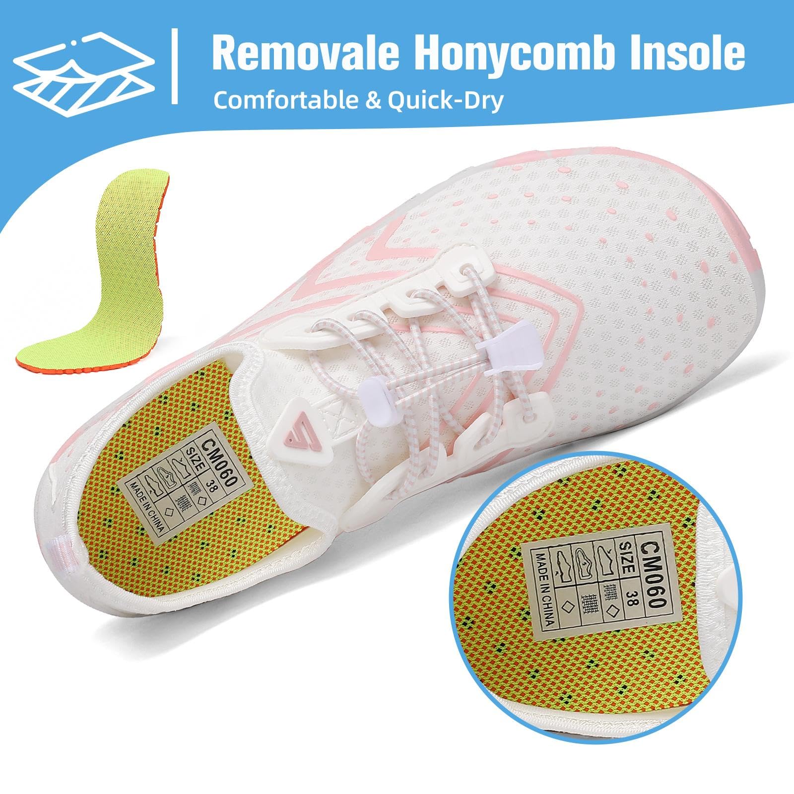 Mishansha Water Shoes for Women Men, Quick-Dry Barefoot Swim Shoes with Drainage Holes, Lightweight Aqua Shoe for Beach Pool River Boating Yoga Walking 6 Women/5 Men Light-Pink