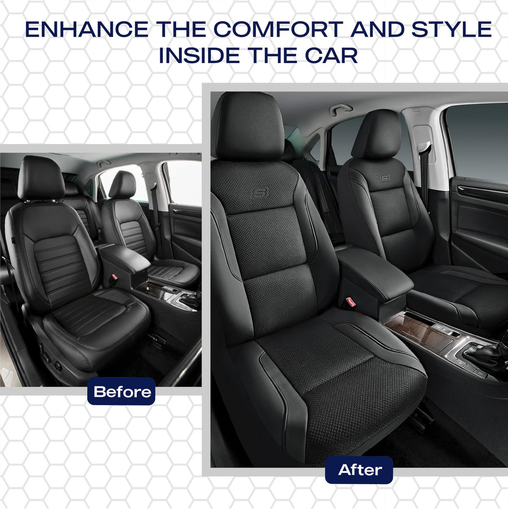 Skechers Men's Memory Foam Seat Covers, Air Cool Mesh Thick Car Seat Covers, Car Seat Covers Front Seats Airbag Compatible, Universal Automotive Comfort for Most Cars, Vans, Trucks, SUV,Black
