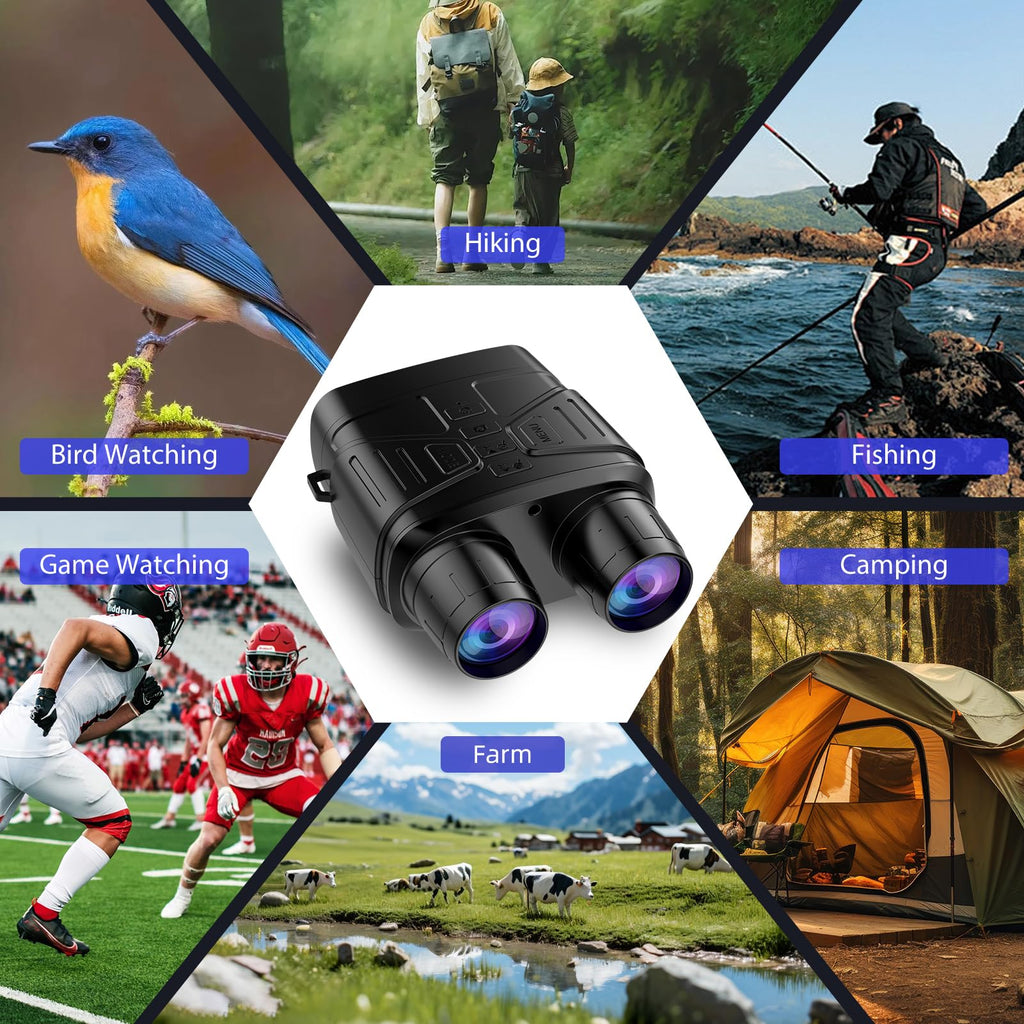 HEXEUM Night Vision Goggles, 4K Night Vision Binoculars for Adults with 5000mAh Battery, 3" HD Screen & 32GB Card for Hunting, Wildlife Observation, Security