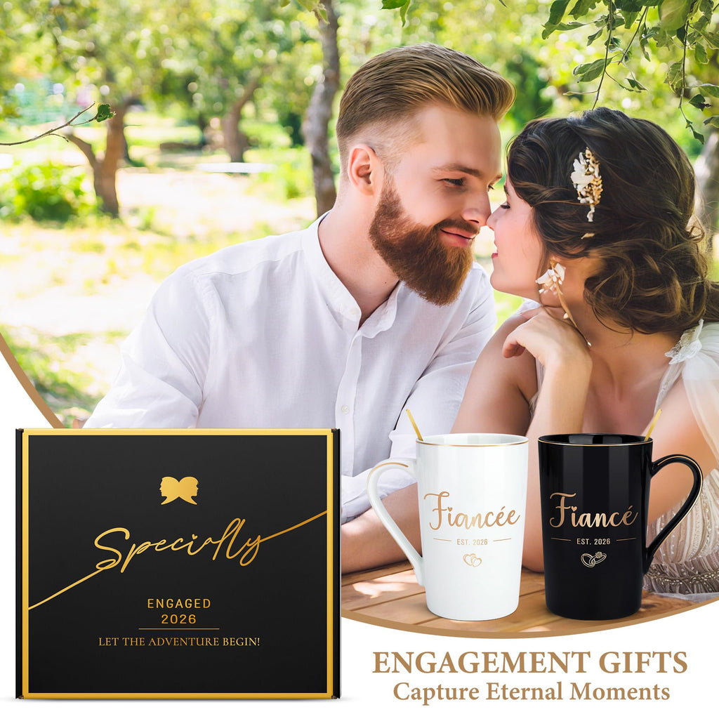 Engagement Gifts for Couples Newly Engaged Gifts for Couple Happy Engagement Gift for Women Fiance Gift for Women Just Engaged Decorations Ideas with Mugs Socks Candle Card for Her Him Men Best Friend