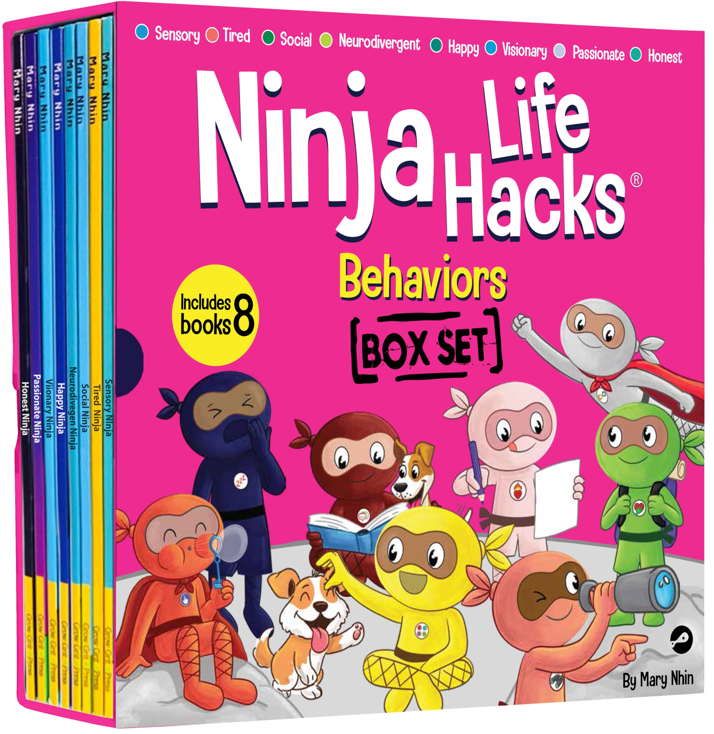 Ninja Life Hacks Behaviors 8 Book Box Set, (Books 88-96: Neurodivergent, Sensory, Social, Tired, Visionary, Happy, Passionate, Honest)