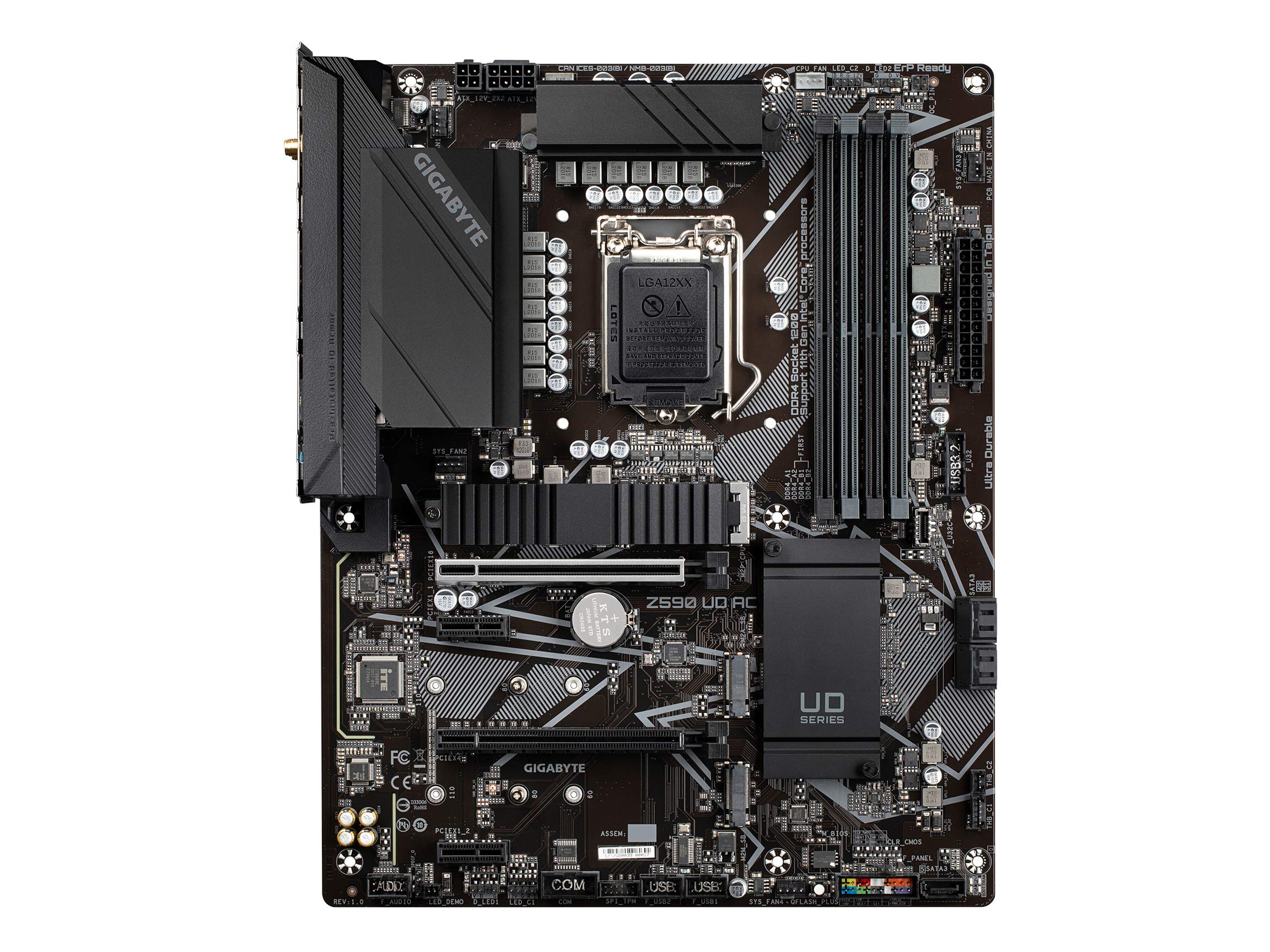 GIGABYTE Z590 UD AC (LGA 1200/ Intel Z590/ ATX/ Triple M.2/ PCIe 4.0/ USB 3.2 Gen 2/ Intel Wireless-AC/ 2.5GbE LAN/ Motherboard)