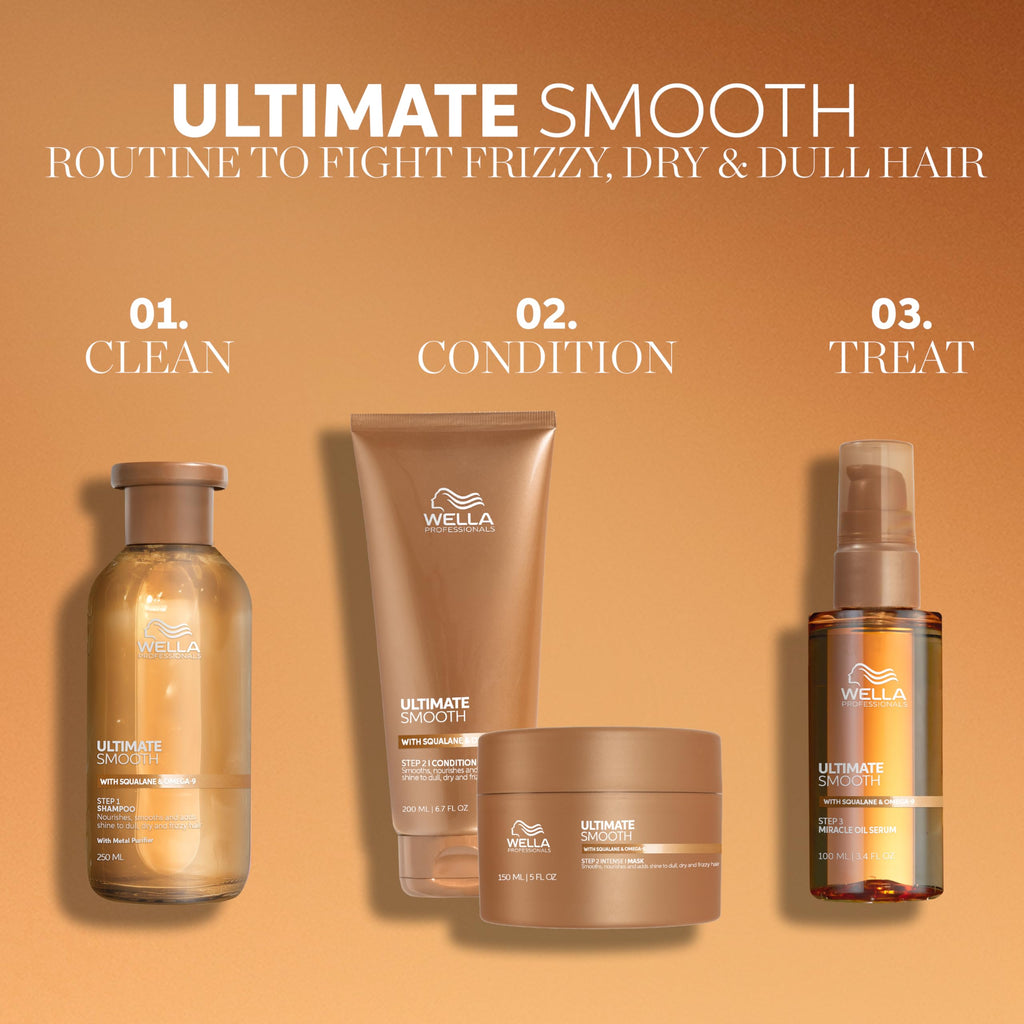 Wella Professionals ULTIMATE SMOOTH Shampoo for Dry, Dull & Frizzy Hair | With Squalane & Omega 9 | 8.4 Fl Oz