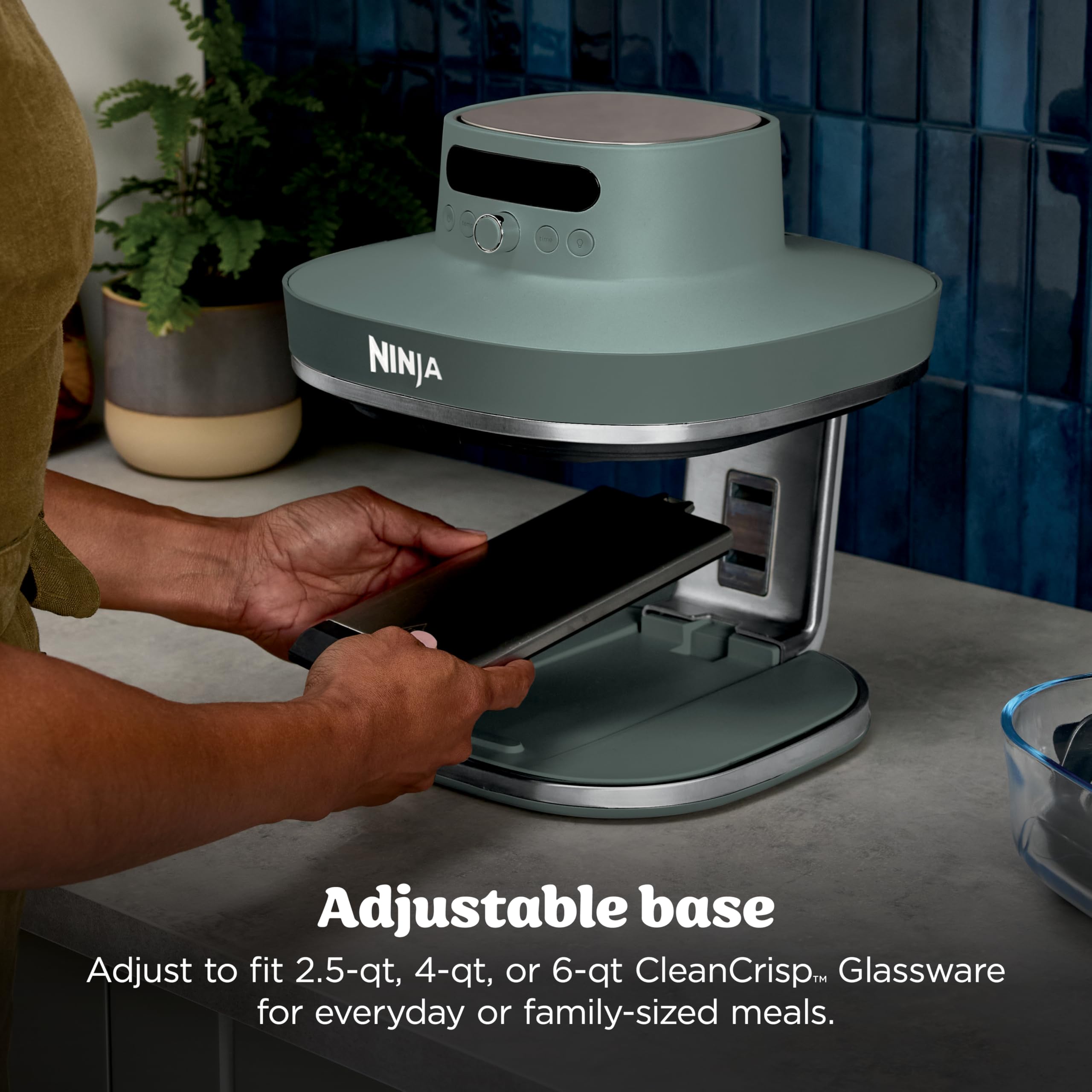 Ninja Crispi Pro 6-in-1 Glass Air Fryer | 450°F, Nontoxic, 6qt & 2.5qt Containers & Lids | Microwave, Freezer, Dishwasher Safe | Max Crisp, Air Fry, Bake, Roast, Recrisp, Dehydrate | Ash Grey, AS101DG