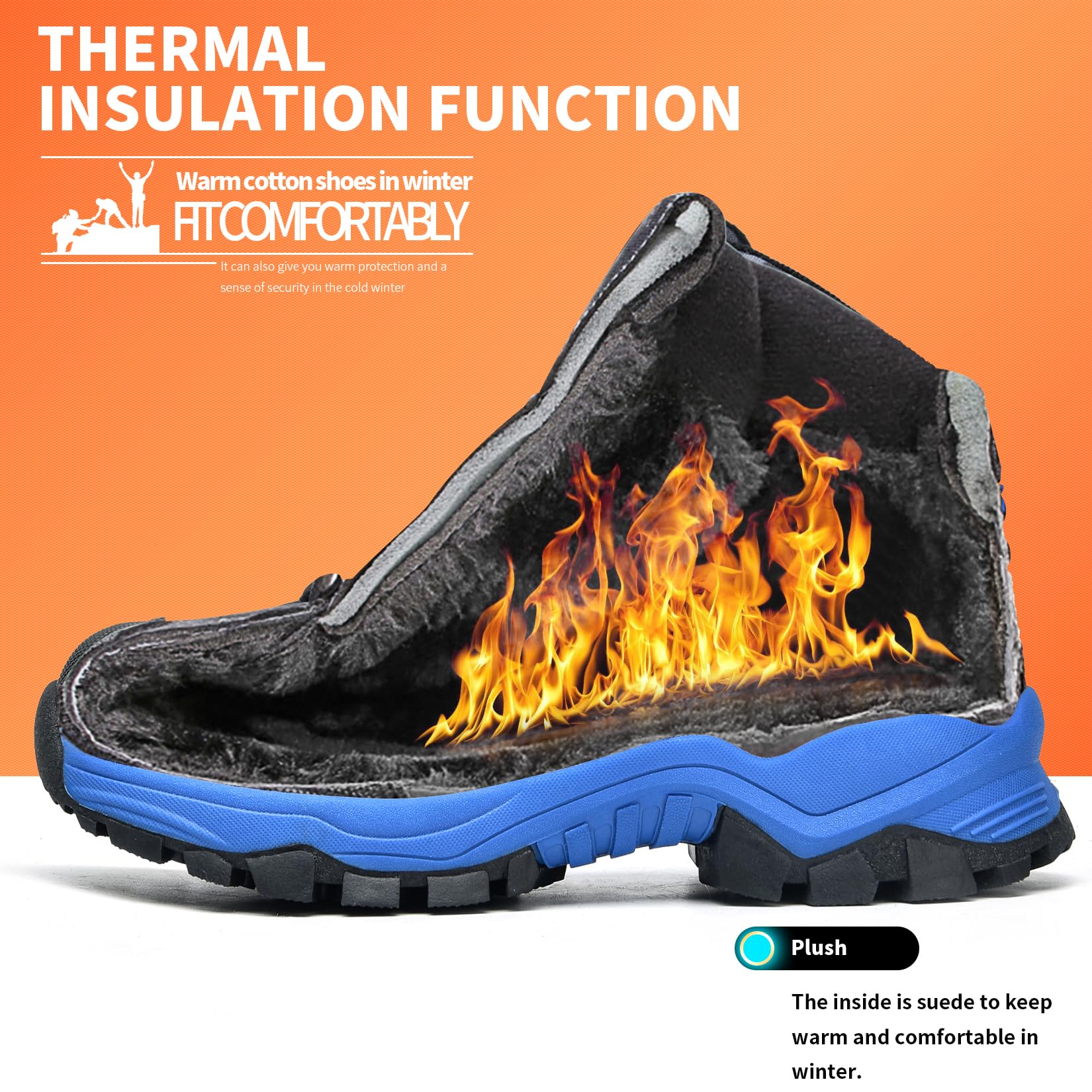 Littleplum Kids Snow Hiking Boots Antiskids Waterproof Booties Outdoor Shoes for Boys Girls Black Blue Size 13 Little Kid