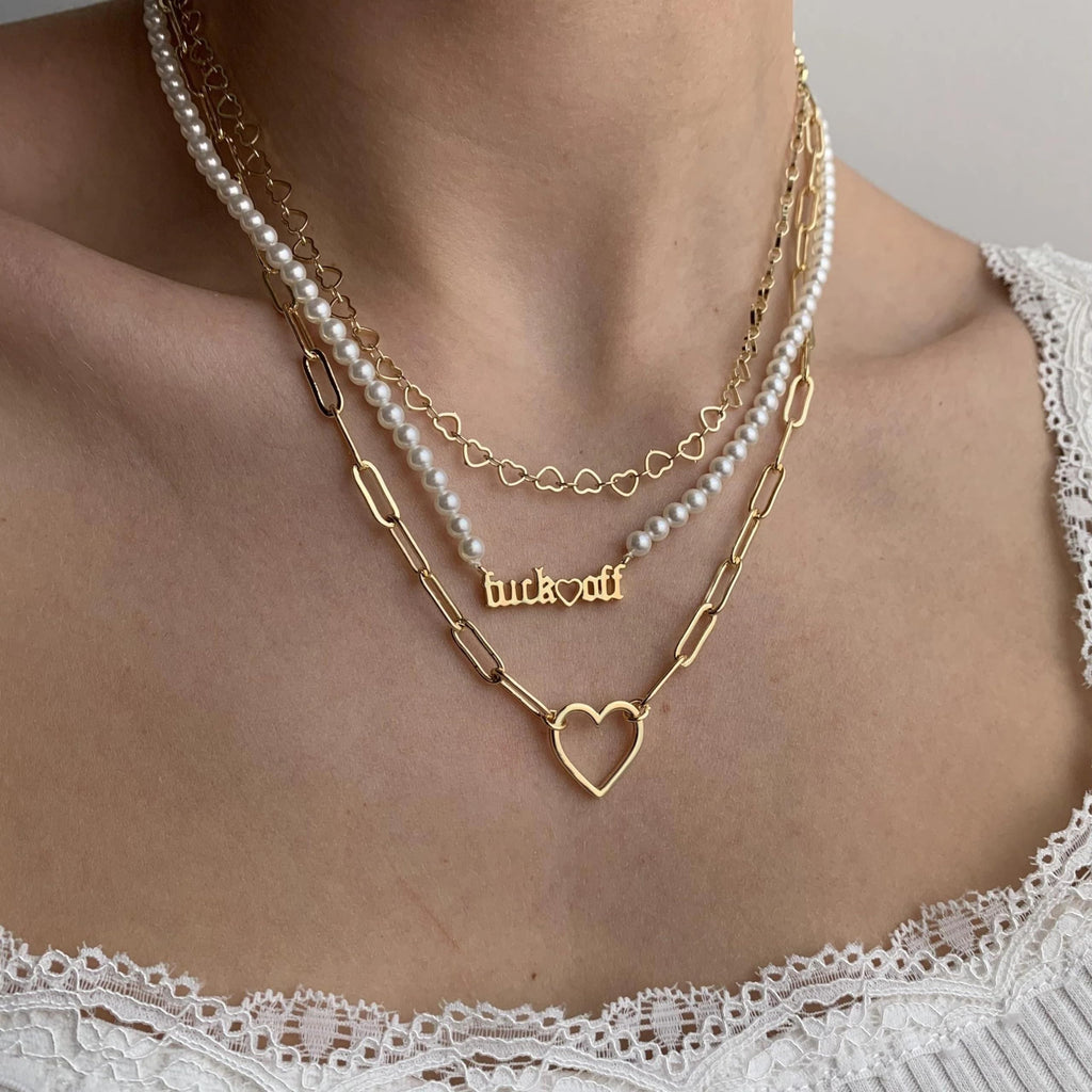 ASCOMY Dainty Gold Necklace for Women 14K Gold Plated Necklaces for Her Delicate Love Heart Necklace Paperclip Chain Heart Pendant Cute Necklaces Festival Jewelry Gift for Women