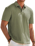 JMIERR Mens Polo Shirt Short Sleeve Casual Beach Green Button Up Vacation Spring Knit Shirt Texture, M