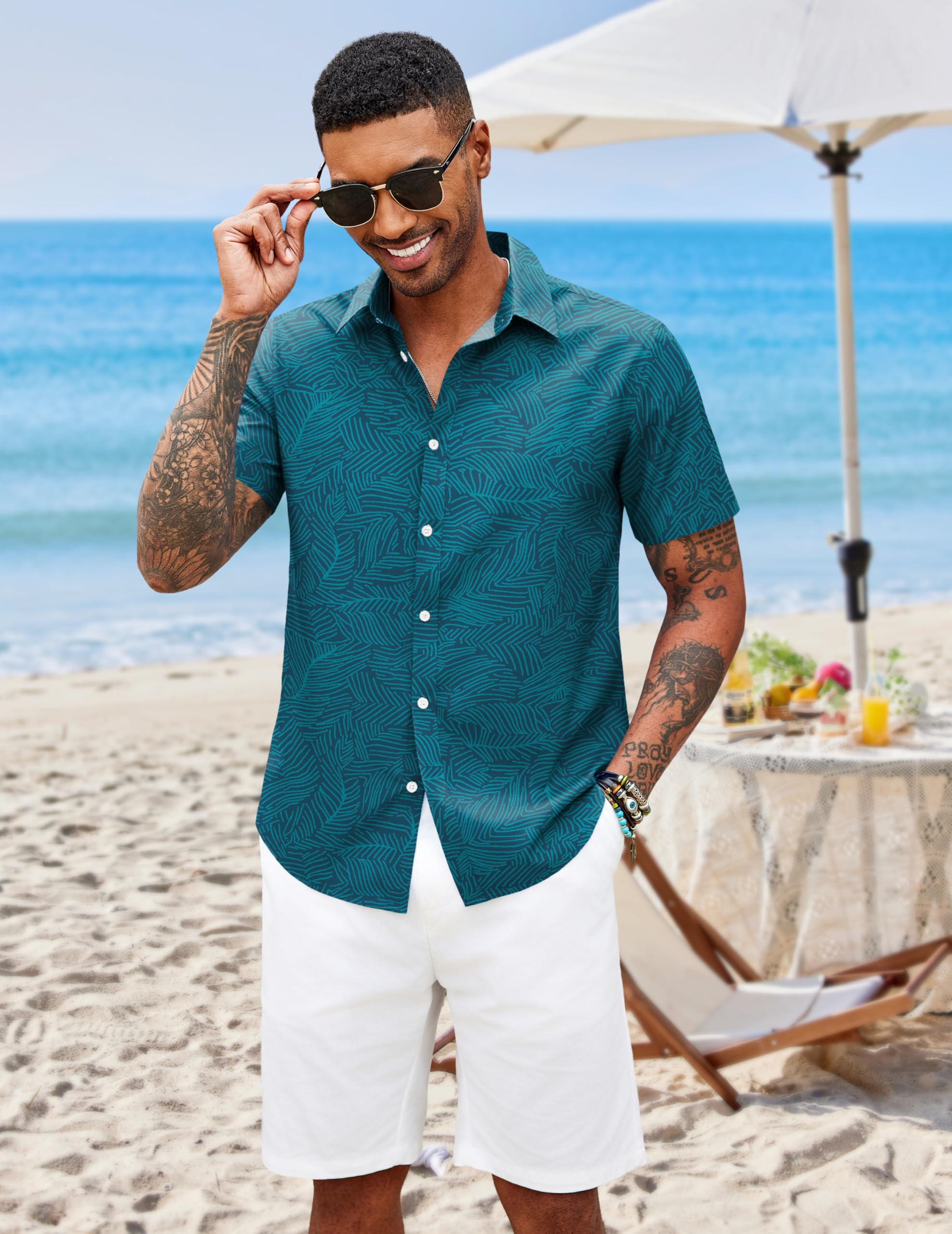 COOFANDY Mens Summer Shirts Floral Hawaiian Shirts Short Sleeve Casual Beach Wear Clothing