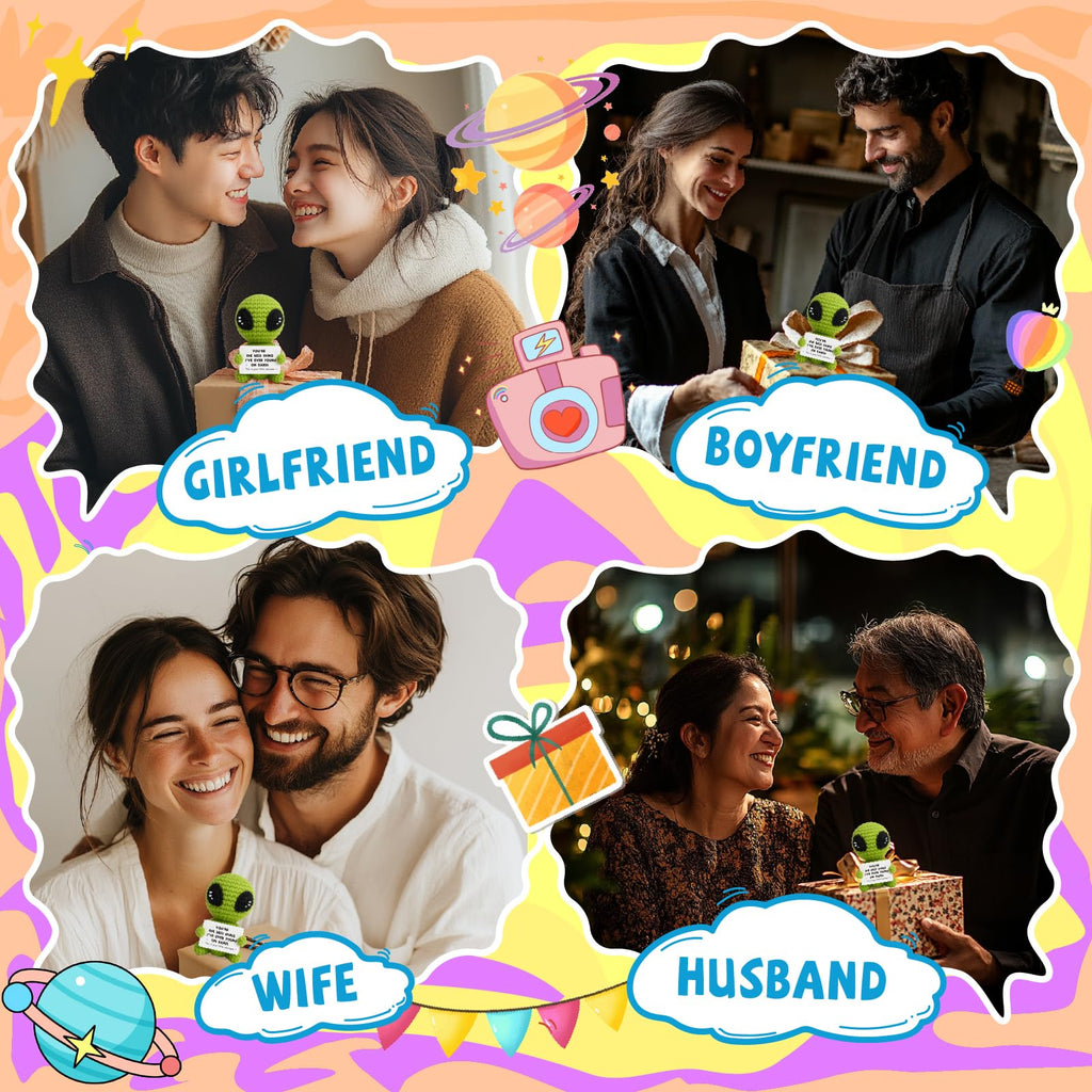 Gifts for Him Her Boyfriend Girlfriend Crochet Alien Valentine's Day Anniversary Birthday Funny Romantic Gifts My Love Men Women Husband Wife