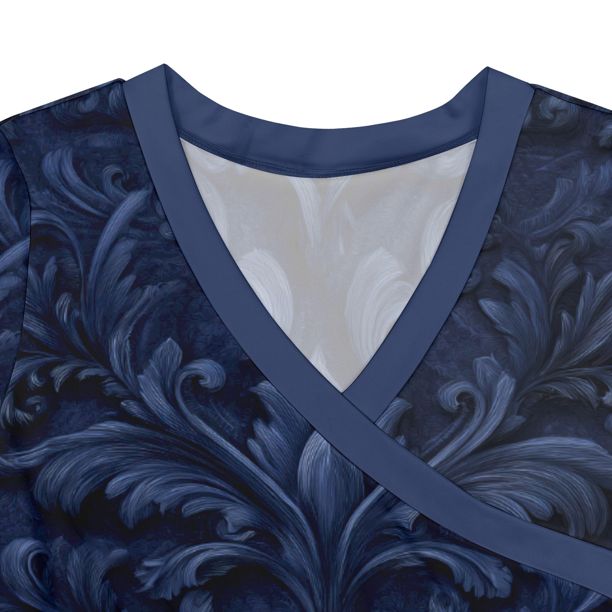 PinkPatty Plus Size Maxi Dress for Women 3/4 Sleeve V Neck Printing Dress Wedding Guest Sundress with Belt (A-Navy Blue 2XL)