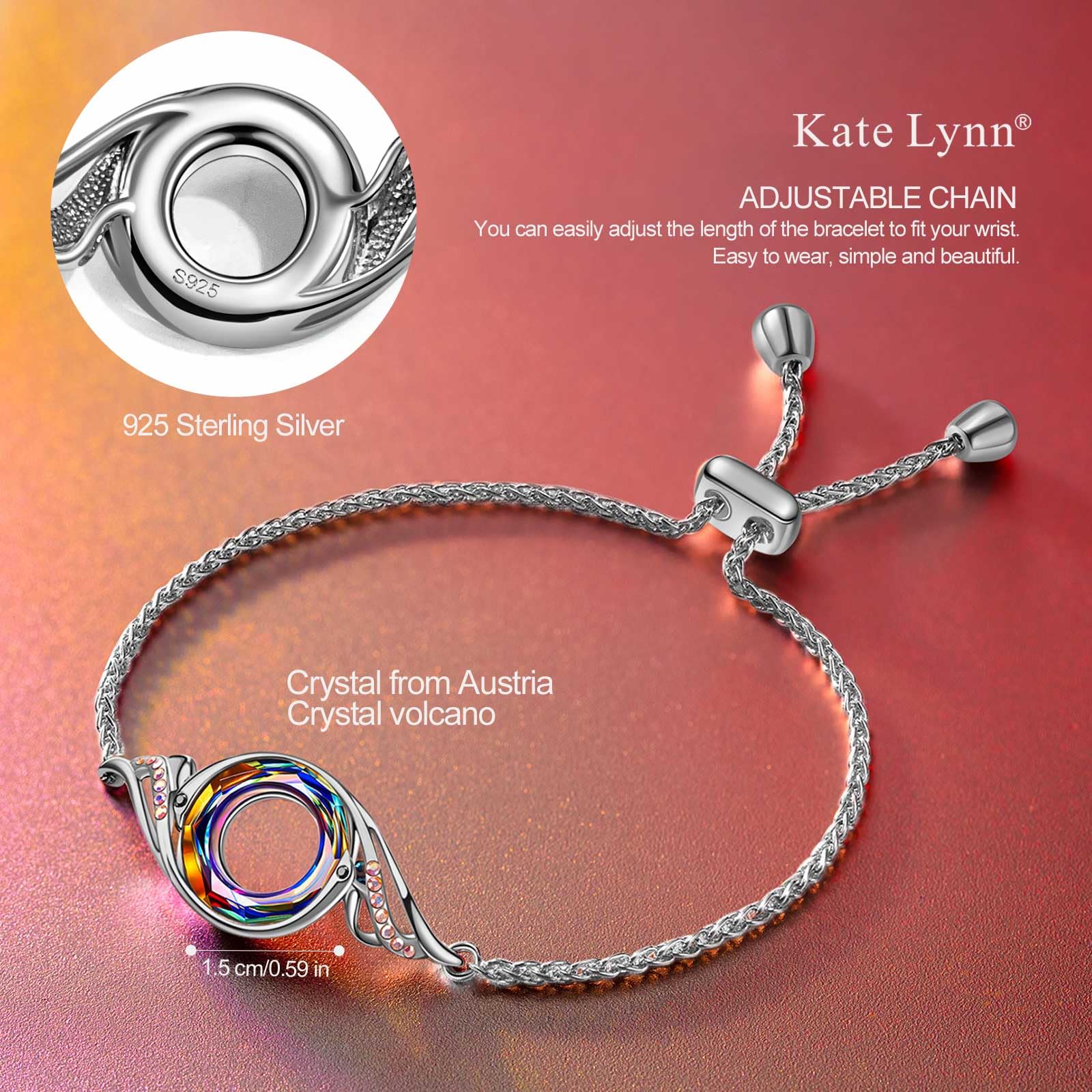 Kate Lynn 925 Sterling Silver Phoenix Bracelets for Women Crystal Bracelet Jewelry Gift, Birthday Gifts for Women Girlfriend Christmas Mothers Day Gifts for Mom Wife Lady Anniversary Jewelry for Her
