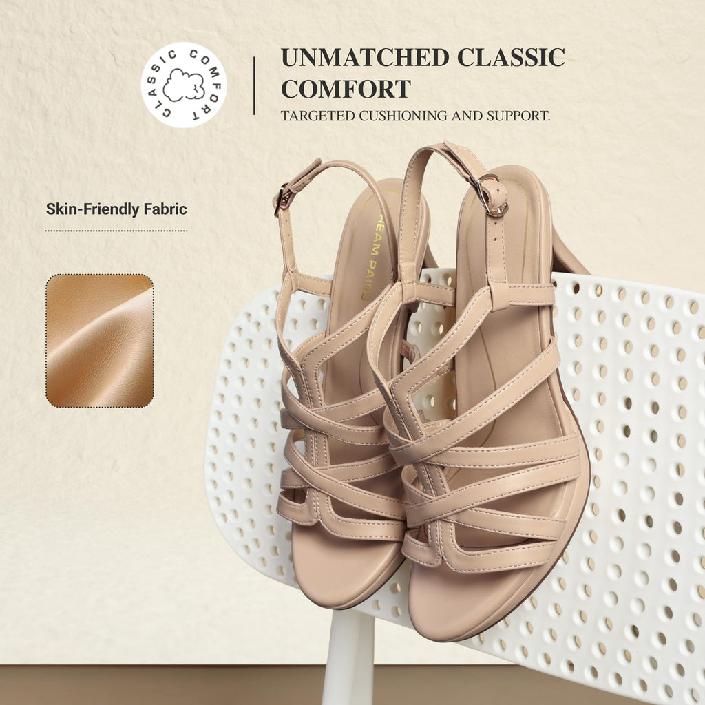 DREAM PAIRS Women's Strappy Stiletto High Heels Round Toe Ankle Strap Dress Shoes Platform Comfortable Heeled Sandals,Size 7.5,Nude,DWUMHS2503