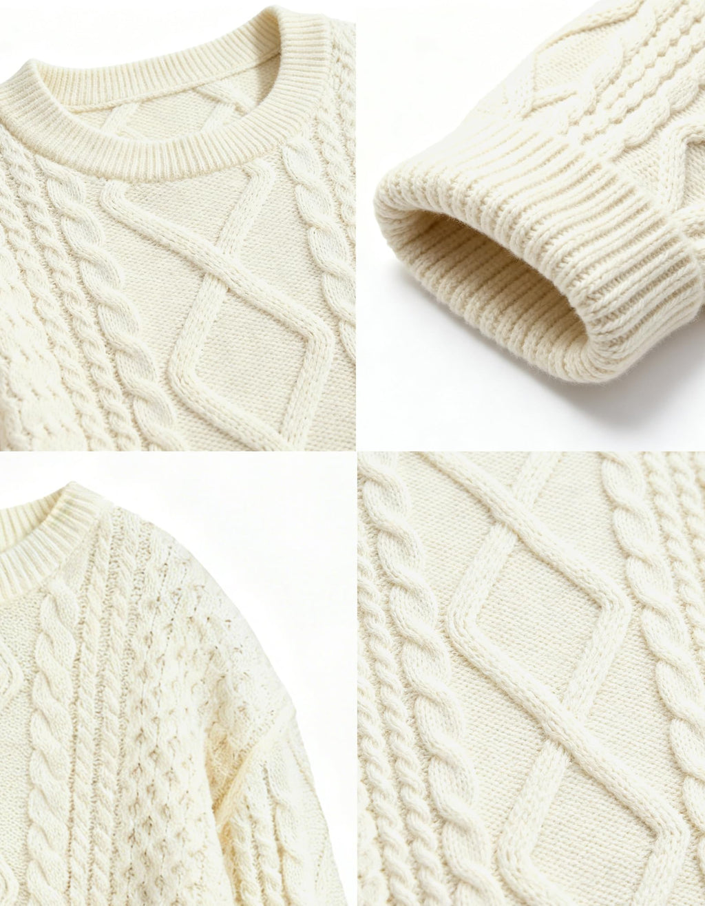 Simlakey Women Oversized Sweater Cable Knit Chunky Pullover Long Sleeve Crew Neck Outfit Winter Knitwear Loose Fit Casual Top(Apricot,M)