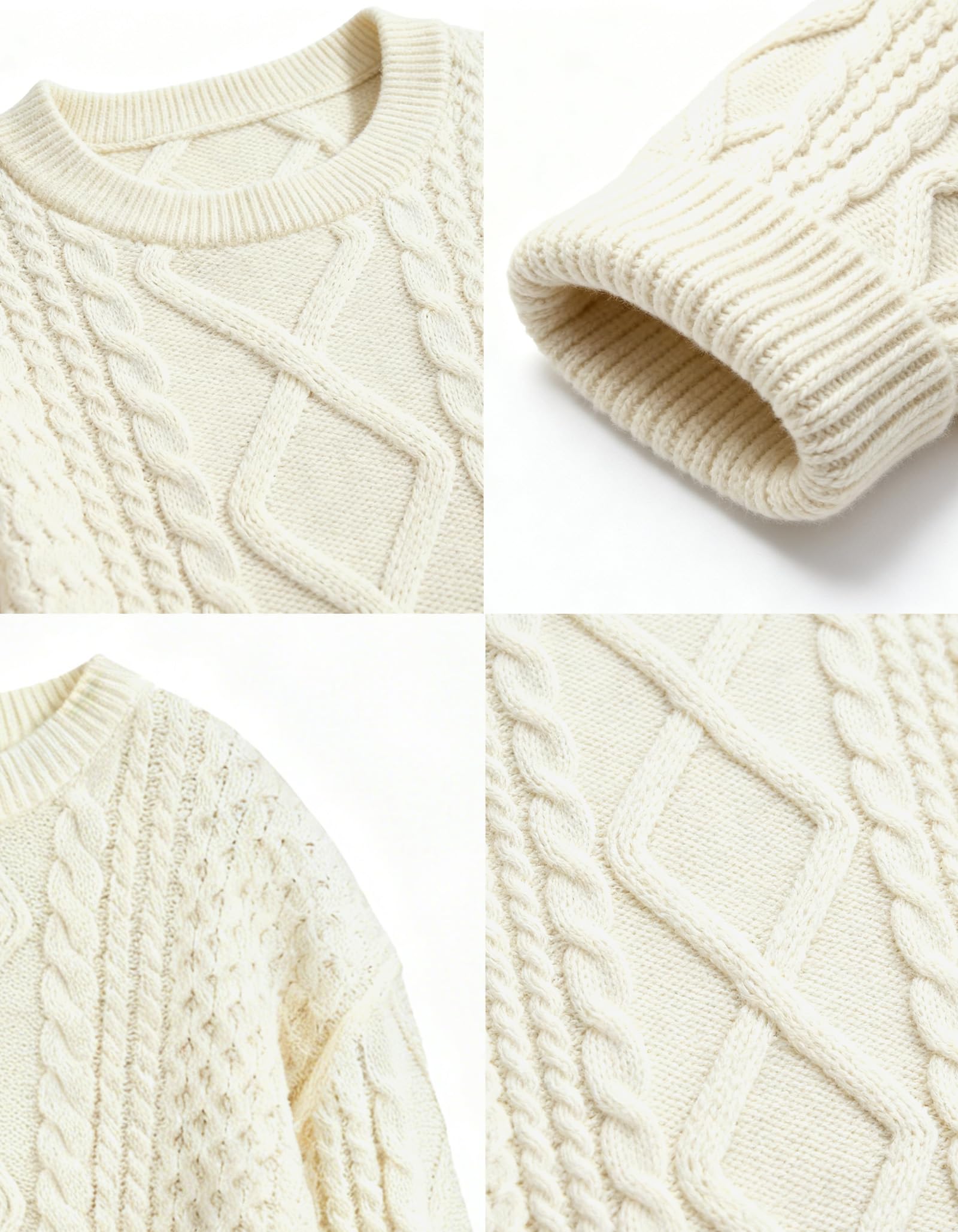 Simlakey Women Oversized Sweater Cable Knit Chunky Pullover Long Sleeve Crew Neck Outfit Winter Knitwear Loose Fit Casual Top(Apricot,M)