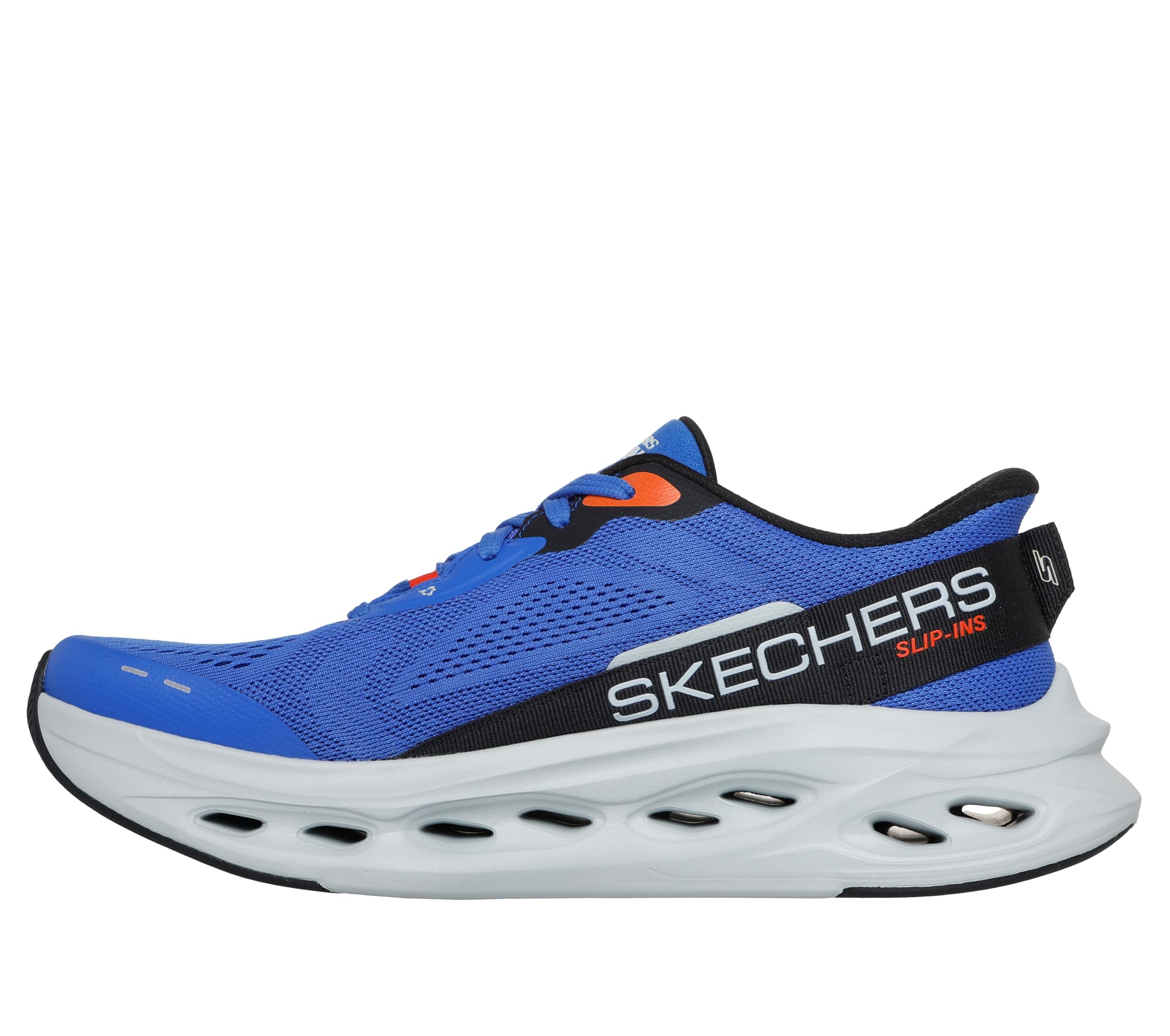 Skechers Men's Max Cushioning Glide Step Advert Hands Free Slip-Ins Sneaker, Blue/Orange, 11.5