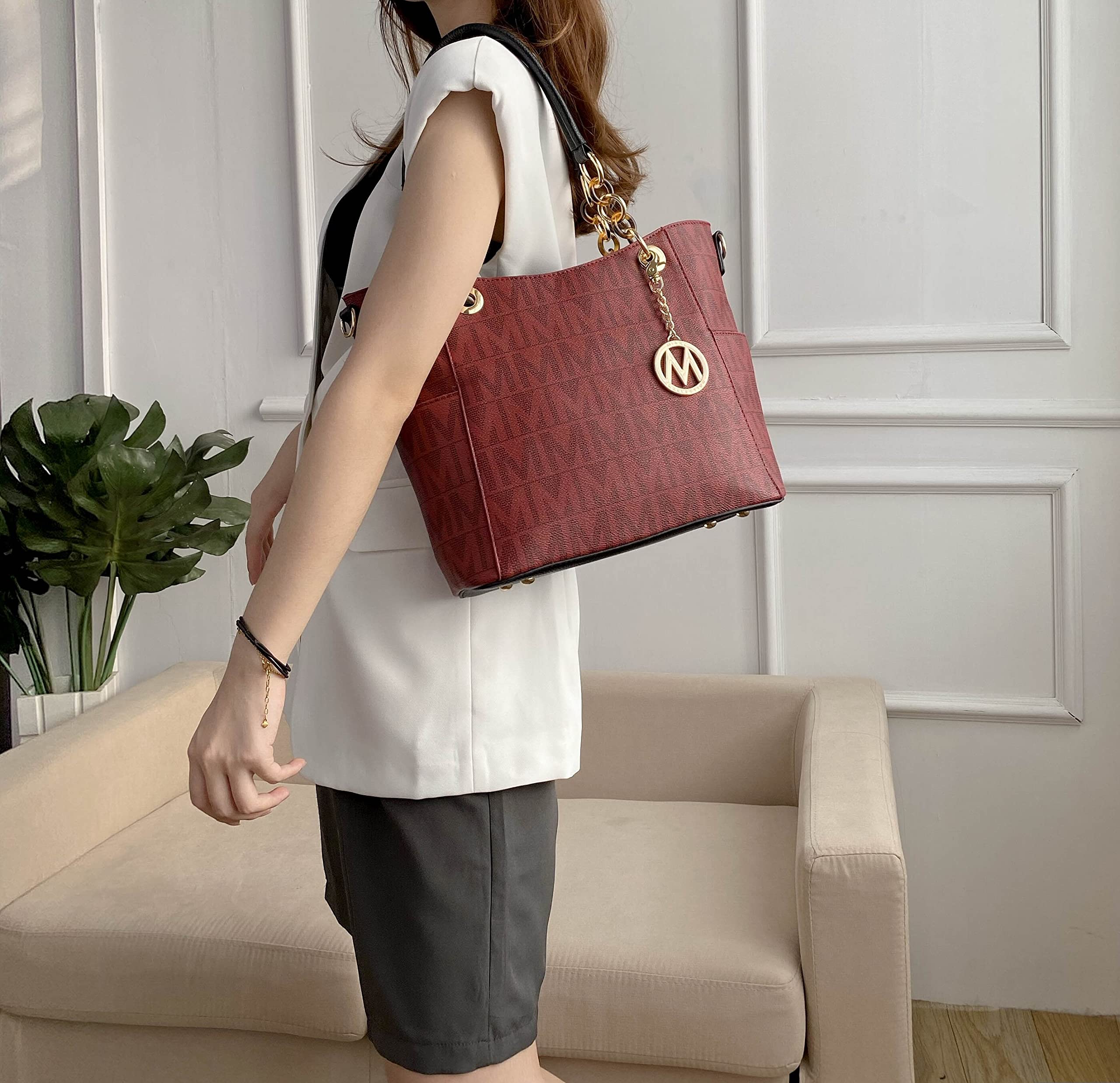 MKF Collection Shoulder Bag for Women, Vegan Leather Handbag Purse Top-Handle Crossbody Bag Tote Bag by Mia K