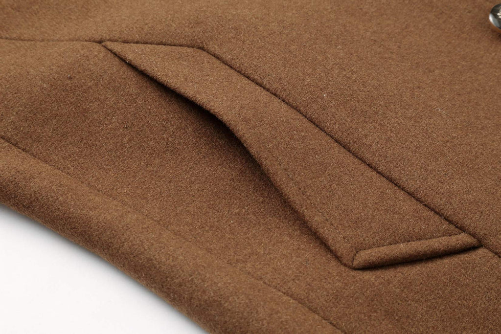 chouyatou Men's Classic Notched Collar Double Breasted Wool Blend Pea Coat (Medium, Single-Camel)
