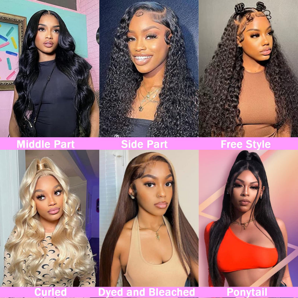 TTSMINS 13x6 Lace Front Wigs Human Hair Pre Plucked 180 Density 24 Inch Straight Lace Front Wigs HD Lace Frontal Wigs for Women Natural Black with Baby Hair Glueless Wigs