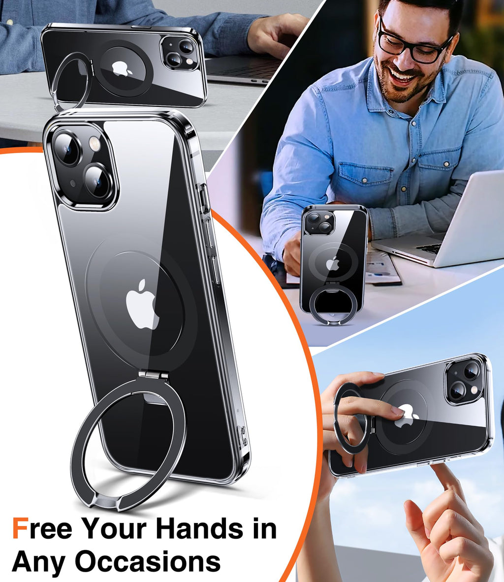 Chicfun 3-in-1 [Magnetic+Kickstand+Ring Holder] for iPhone 13 Case, iPhone 14 Case Compatible with MagSafe, Phone Case iPhone 13/14 with Stand Military Shockproof Protective Magnetic Cover