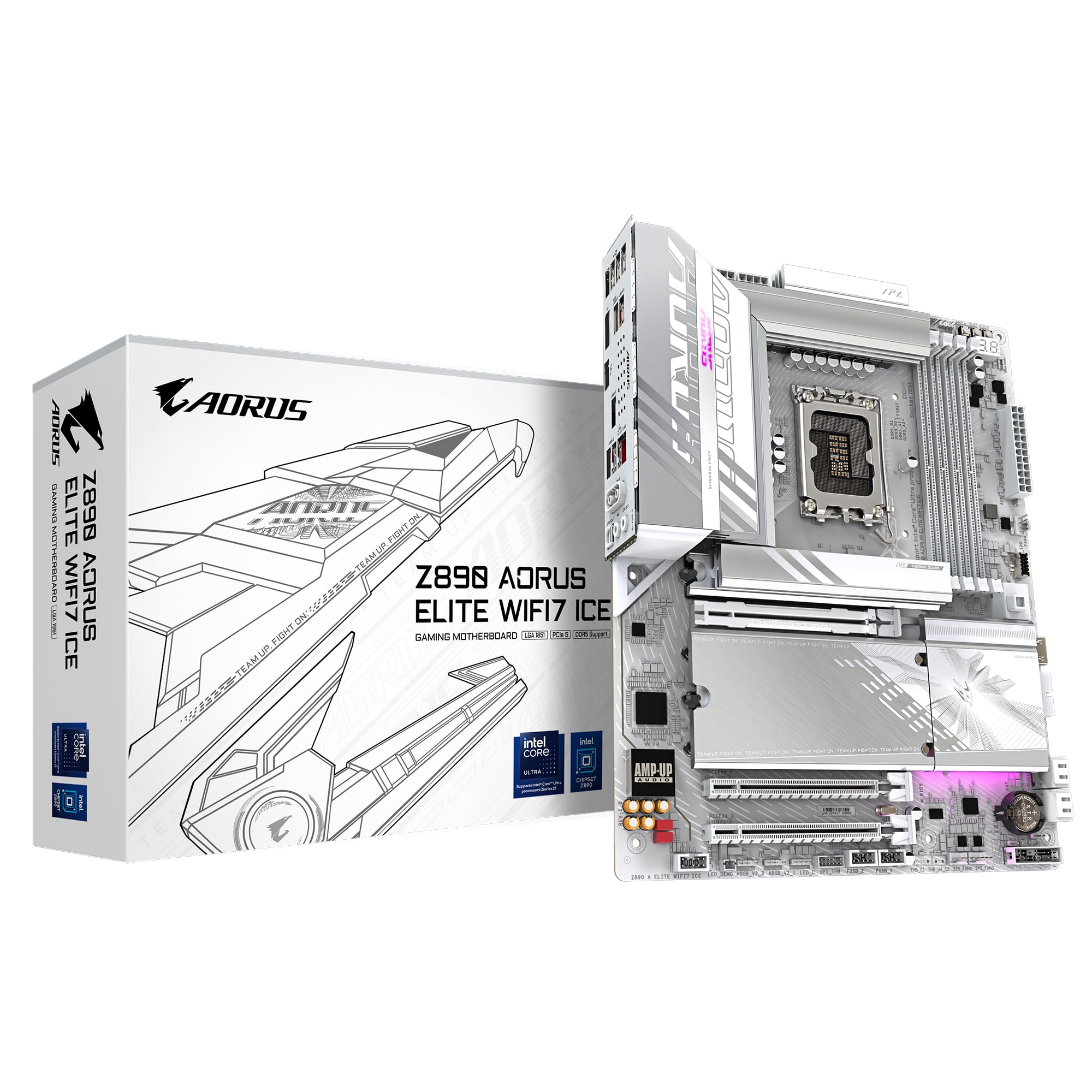 GIGABYTE Z890 AORUS Elite WIFI7 Motherboard - Supports Intel Core Ultra (Series 2) CPUs, 16+1+2 Phases VRM, up to 8800MHz DDR5 (OC), 1xPCIe 5.0 + 3xPCIe 4.0, Wi-Fi 7, 2.5GbE LAN, Thunderbolt 4