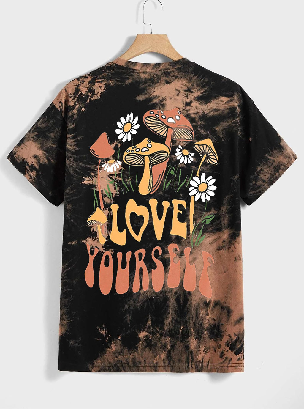 CSDAJIO Women's Trendy Oversized T Shirt Graphic Tee Crewneck Short Sleeve Loose Cute Going Out Summer Tops Back Mushr Tiedyebrwon Large