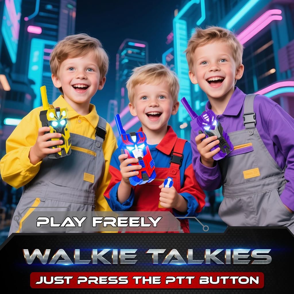 Transform Toys Walkie Talkies for Kids, 3 Pack with Cool Light-Up Eyes & 2500 FT Range, Outdoor Camping Toys, Birthday Gifts for Boys Girls Ages 3-12
