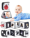 High Contrast Black and White Baby Toys for Newborn 0-6 Months – Contrast Cards & Sensory Baby Book with Mirror – Tummy Time Infant Toys for Visual Stimulation, Early Learning & Brain Development