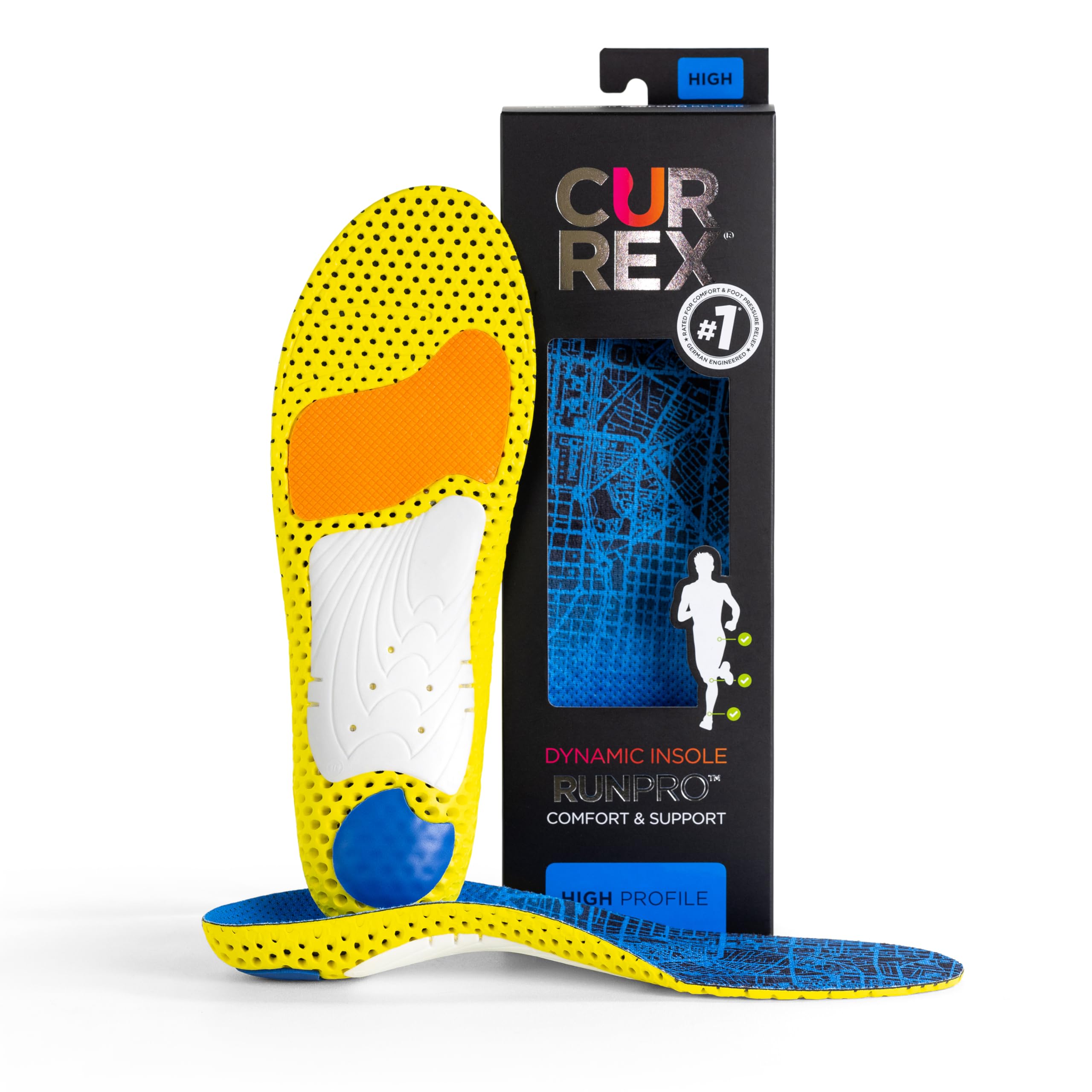 Currex Runpro Insoles for Running Shoes – Arch Support Inserts to Help Prevent Injuries & Boost Performance – Men & Women – High Arch, Small