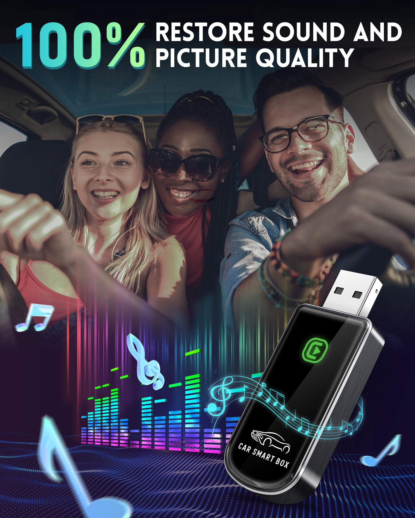 Amzfeel Wireless CarPlay Adapter for Apple iPhone iOS 10+ & Cars from 2015+, Mini Edition, Converts Factory Wired to Wireless CarPlay Dongle Plug & Play (Brushed Cobalt Blue)