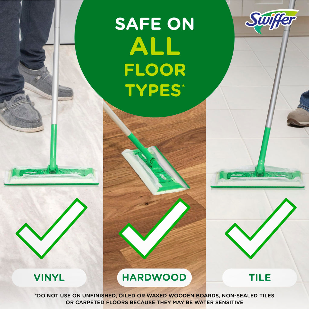Swiffer Sweep + Mop, Wet Pads Refill, Floor Cleaner for Dirt, Dust, Hair, Cleaning Cloths for Mopping Home, Bathroom, Kitchen, All Purpose Multi-Surface Floor Wipes, Fresh, 24ct