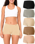 BAMBOO COOL Womens BoyShorts Underwear Seamless Boxer Briefs Mid Waist Full Coverage Moisture Wicking Ladies Panties 5 Pack