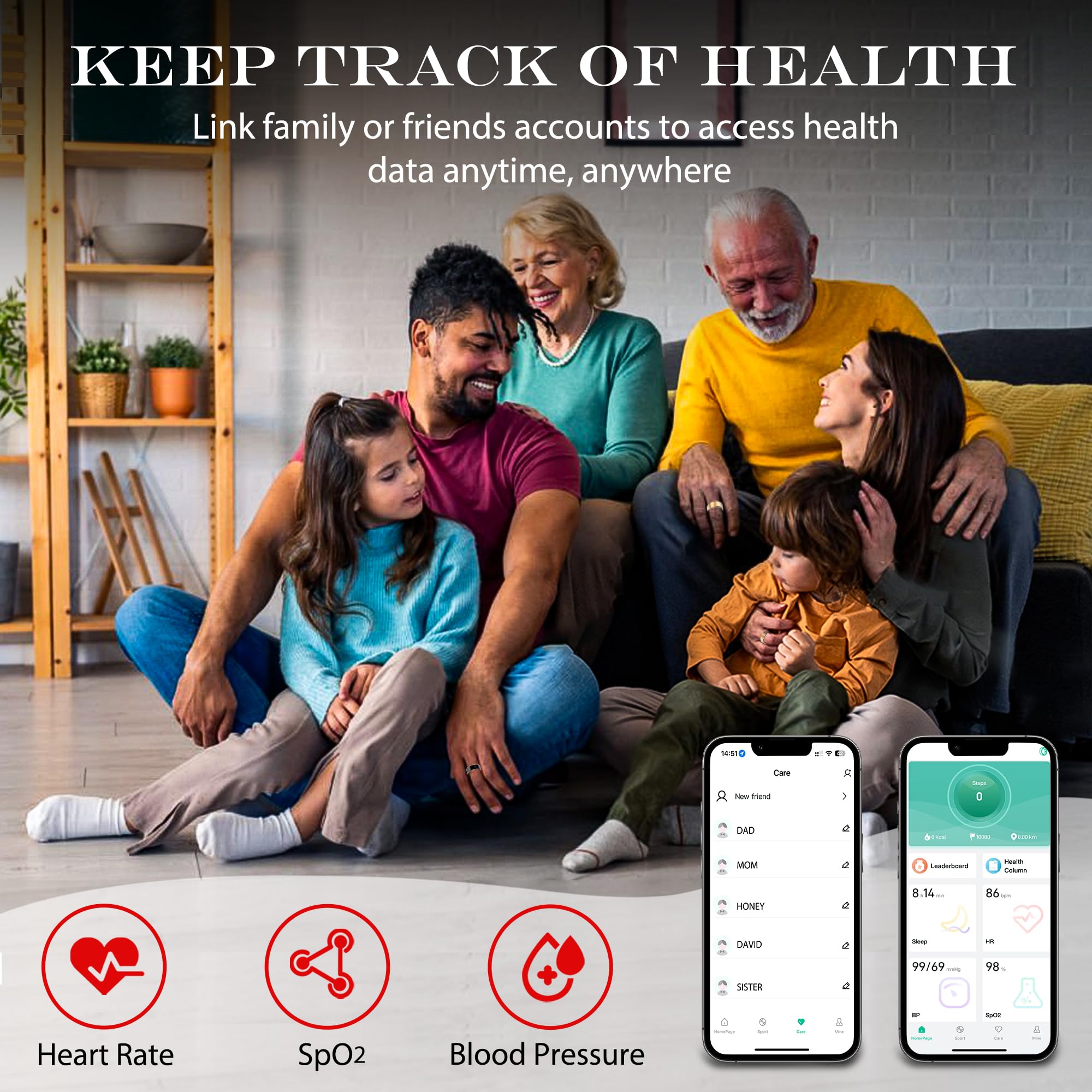 Milavan Smart Health Ring for Women Men Fitness Tracker with Heart Rate, Blood Oxygen, Blood Pressure, Sleep Monitoring, Step Counting, IP68 Waterproof for iOS and Android, No APP Fee, Rose Gold 8