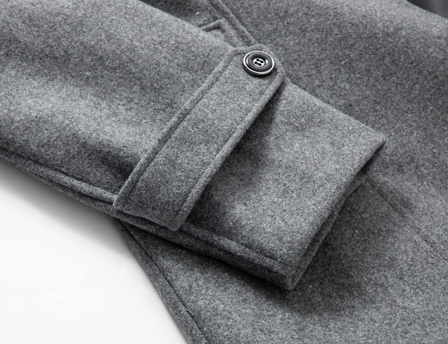 chouyatou Men's Winter Stylish Wool Blend Single Breasted Military Peacoat (Small, Solid-Grey)