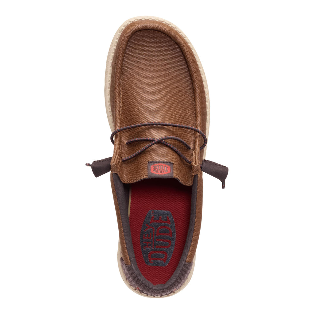 HEYDUDE Wally Waxed Casual Brown Size 11, Men’s Shoes, Slip-on Loafers, Comfortable & Light-Weight