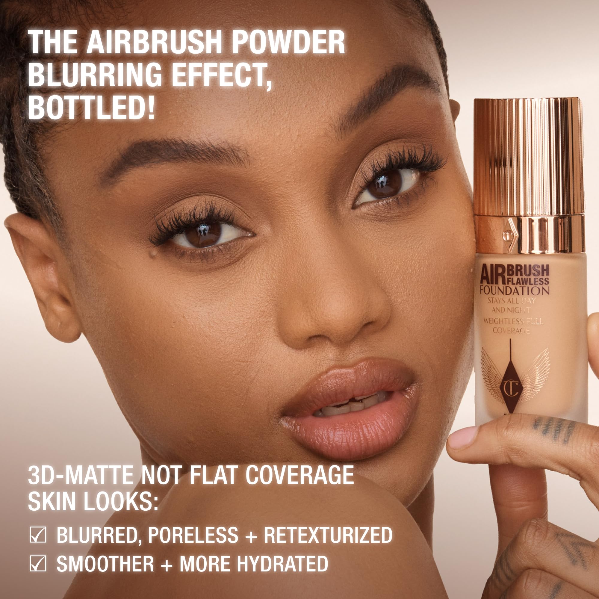 Charlotte Tilbury Airbrush Flawless Matte Foundation - Full Coverage Liquid Makeup with a Natural-Matte Finish - Smoothes & Blurs Pores - Waterproof & Transfer Resistant - 10 Cool