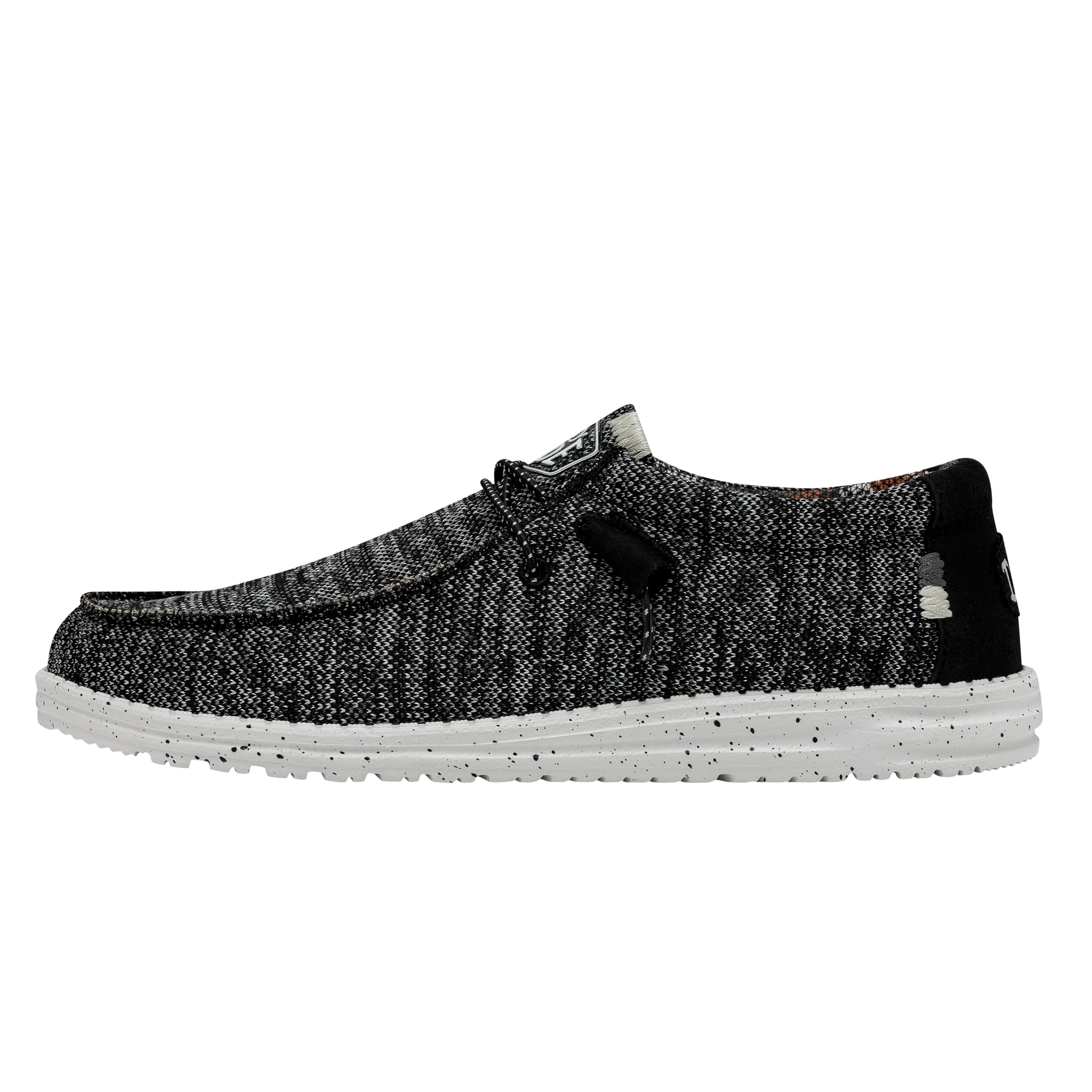 HEYDUDE Men's Wally Sox Black White Size 13 | Men's Loafers | Men's Slip On Shoes | Comfortable & Light-Weight