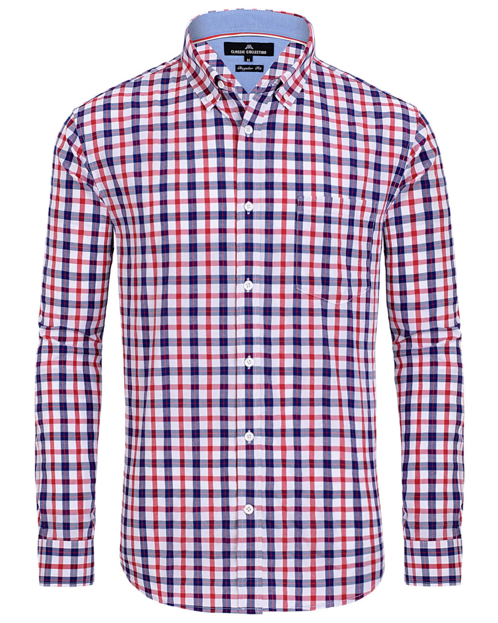 Alimens & Gentle Men's Plaid Button Down Shirts Cotton Long Sleeve Dress Regular Fit Tattersall Shirt for Men