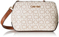Calvin Klein Women's Lucy Triple Compartment Crossbody, Vanilla/Khaki/Caramel Embossed, One Size