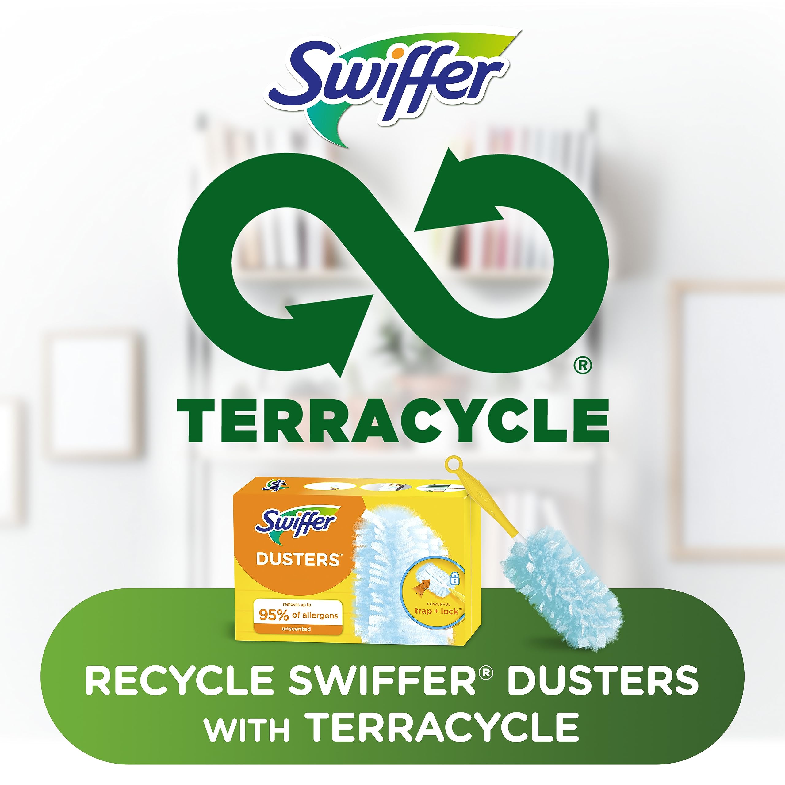 Swiffer Dusters Refill for Cleaning, Made by SWIFFER, Feather & Microfiber Duster Disposable Alternative, for Dusting Furniture, Blinds, Ceiling Fans, Walls, Helps Remove Allergens, Unscented, 18ct